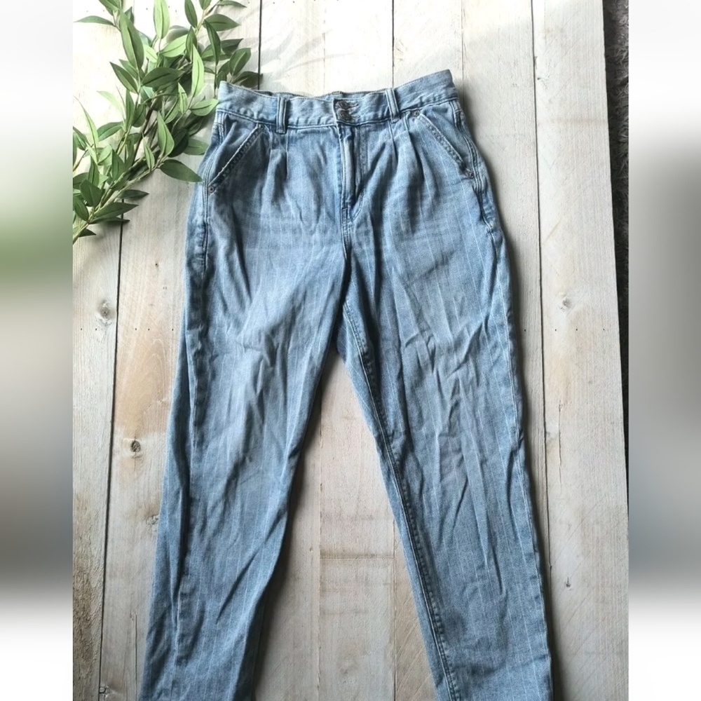 American Eagle Pinstriped Denim Blue Jeans High-rise Size 4 Short